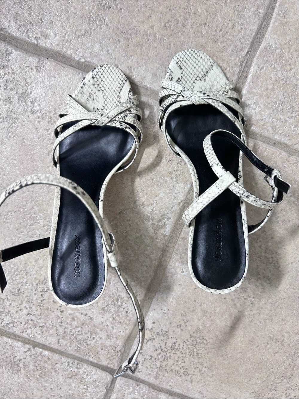Nordstrom Snake-Embossed Strappy Sandals - White/Black